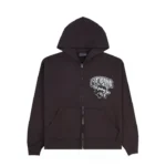 Glo Gang Distressed Logo Zip-Up Hoodie (Brown)