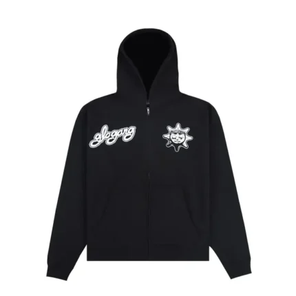 Glo Gang Font Logo Zip-Up Hoodie (Black)