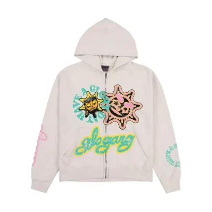 Glo Gang Have A Glory Day Zip-Up Hoodie (Cream)