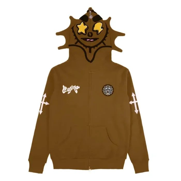 Glo Gang Man Full Zip Hoodie (Brown)