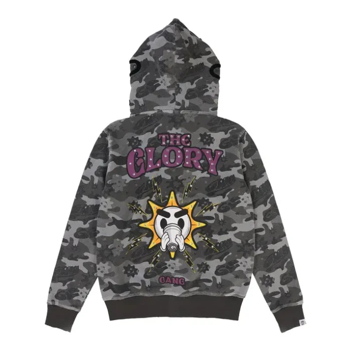 Glo Gang The Glory Full Zip Hoodie (Grey Wash Camo)