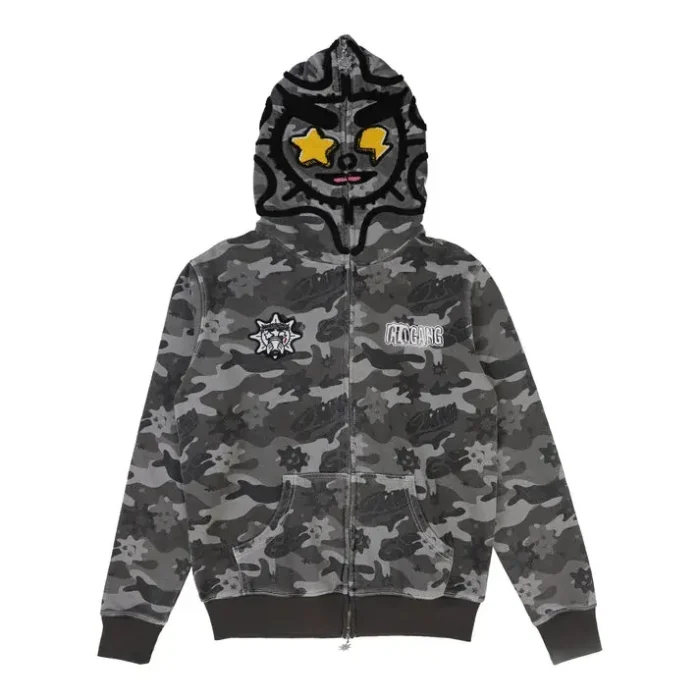 Glo Gang The Glory Full Zip Hoodie (Grey Wash Camo)