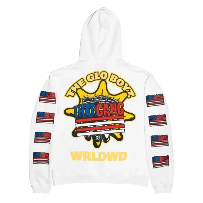 The Glo Boyz Worldwide Zip-Up Hoodie (White)