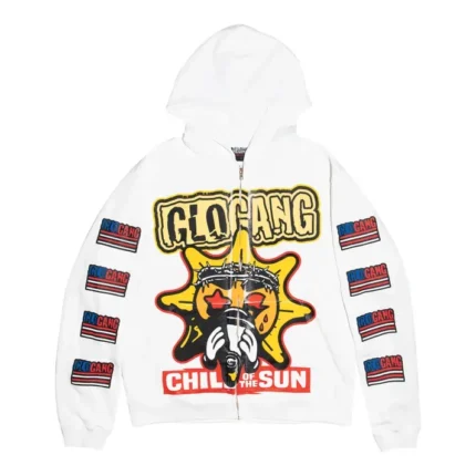 The Glo Boyz Worldwide Zip-Up Hoodie (White)