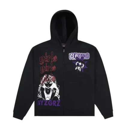 Glo Gang Sun Logo Purple Vert Zip Up Hoodie (Black)