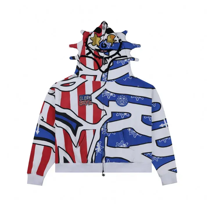 Glory Boyz Flag Full Zip Hoodie (Red/Blue)